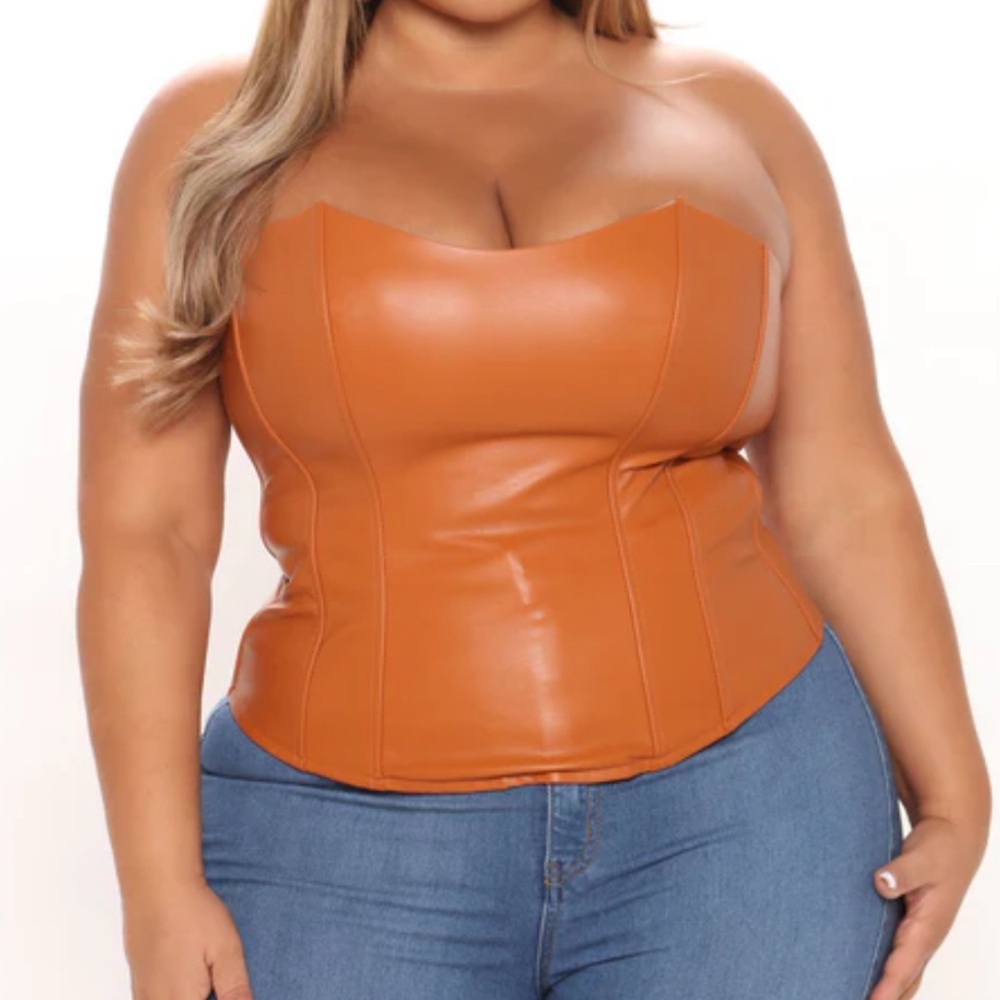 Women's Tan Strapless Top